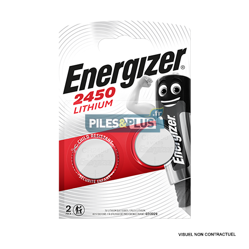 Pile Bouton CR2450 - Lithium 3V Energizer - Par 2