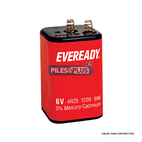 Pile saline 6V pour phare - ecoli 425 / 4R25 Eveready