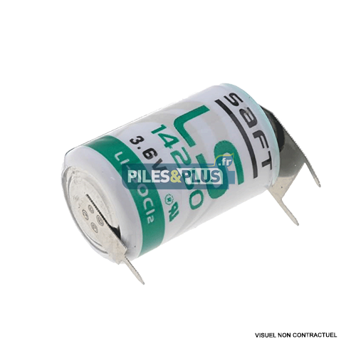 Pile SAFT LS14250 1/2 AA 3,6V - lithium industriel - picots 2/1