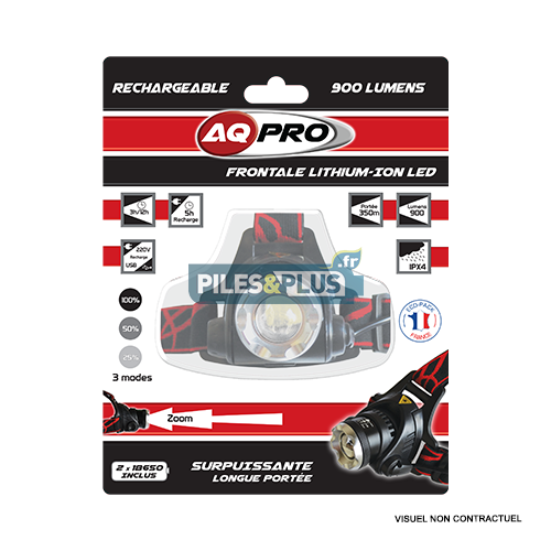 Frontale LED CREE 900 Lumens rechargeable AQ PRO