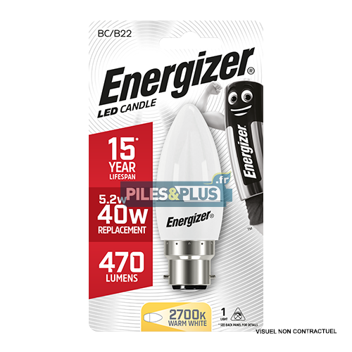 Ampoule LED Flamme B22 470lm 5.2W/40W Energizer BL1