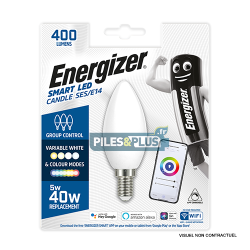Ampoule Smart LED Flamme E14 400lm 5W/40W Energizer BL1