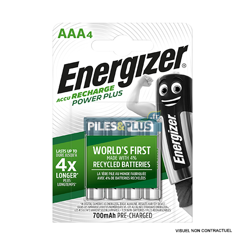 [EN635751] Piles rechargeables AAA préchargées Energizer 700mAh - par 4