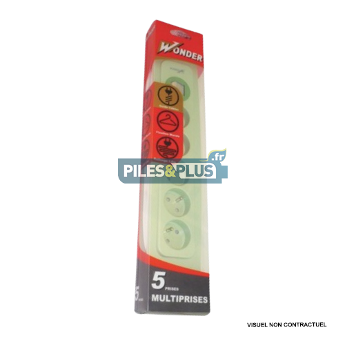 [WOMU116] Bloc Multiprises 5 prises secteur + interrupteur - VERT