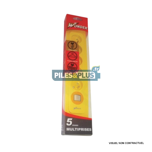 [WOMU117] Bloc Multiprises 5 prises secteur + interrupteur - JAUNE