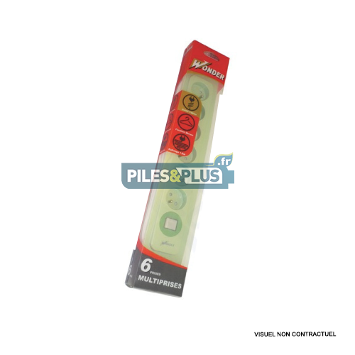[WOMU120] Bloc Multiprise 6 prises secteur + interrupteur - vert