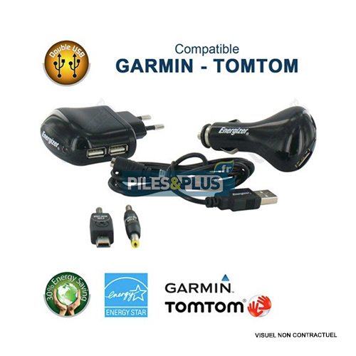 [EN068159] Chargeur Energizer 3 en 1 2USB Allume-cigare pour GPS