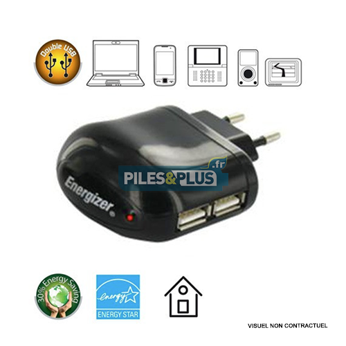 [EN072477] Adaptateur Energizer Prise Secteur - 2 USB en sortie