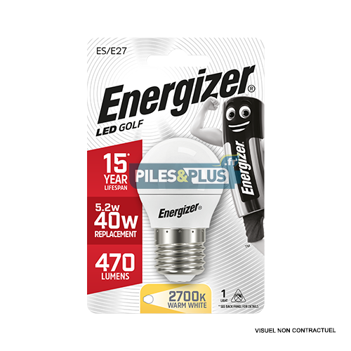 [PO8696] Ampoule LED Sphérique E27 470lm 5.2W/40W Energizer BL1