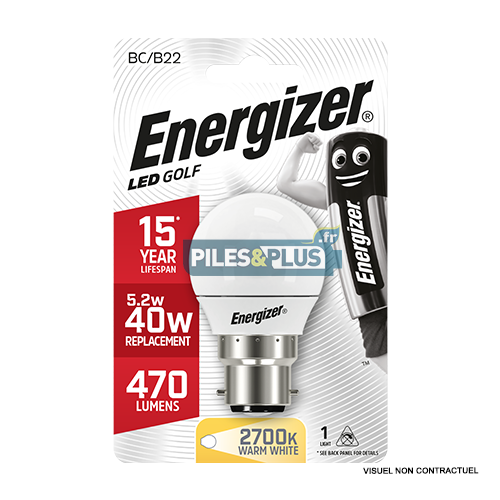 [PO8695] Ampoule LED Sphérique B22 470lm 5.2W/40W Energizer BL1