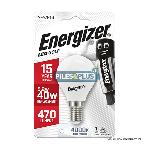 [PO13036] Ampoule LED Sphérique E14 470lm 5.2W/40W Energizer BL1