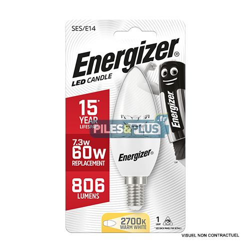 [PO16536] Ampoule LED Flamme E14 806lm 7.3W/60W Energizer BL1