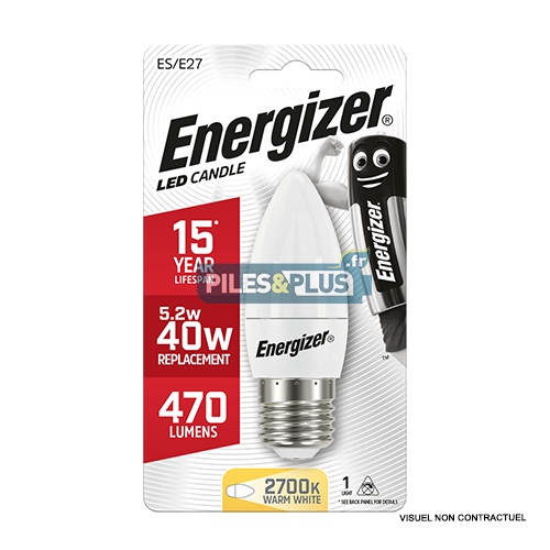 [PO8881] Ampoule LED Flamme E27 470lm 5.2W/40W Energizer BL1