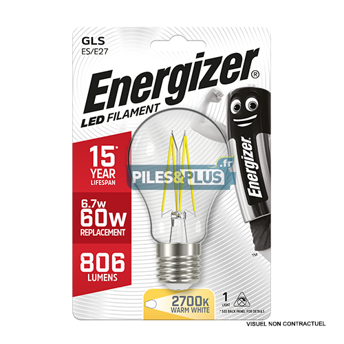 [PO9026] Ampoule LED Standard Filament E27 806lm 6.7W/60W Energizer BL1