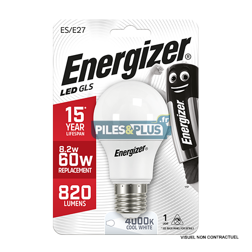 [PO9021] Ampoule LED Standard E27 820lm 8.2W/60W Energizer BL1