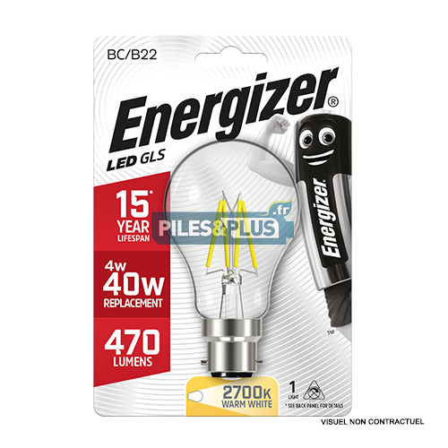 [PO9023] Ampoule LED Standard Filament B22 470lm 4W/40W Energizer BL1