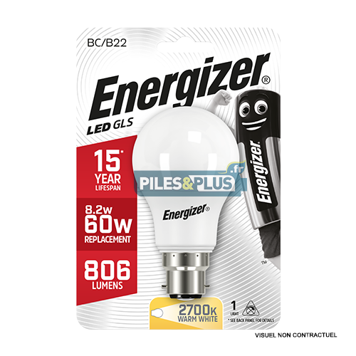 [PO8704] Ampoule LED Standard B22 806lm 8.2W/60W Energizer BL1