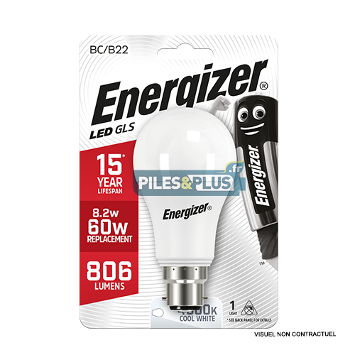 [PO15099] Ampoule LED Standard B22 806lm 8.2W/60W Energizer BL1