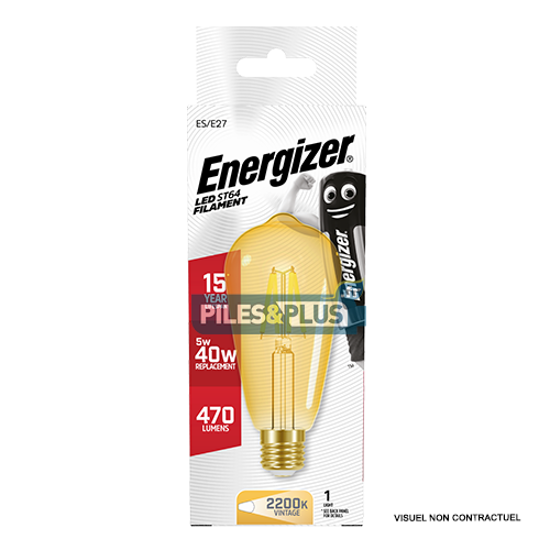 [PO9433] Ampoule LED Edison filament fumé E27 470lm 5W/40W Energizer BL1