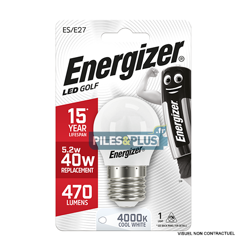 [PO15098] Ampoule LED Sphérique E27 470lm 5.2W/40W Energizer BL1